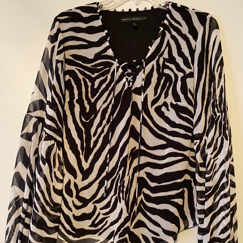 WHBM Zebra Print Peasant Blouse